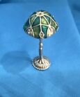 Vintage Miniature 800 Silver Lamp W  Enamel Shade 16 3 Grams