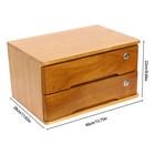 Retro Wooden Desktop Storage Box 2-tier Desk Organizer W  Lockable Drawers