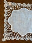 Antique Handkerchief Handmade Lace Trim Linen Center
