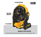 Dewalt 20v Max Jobsite Fan  Cordless  Portable  Bare Tool Only  dce512b 