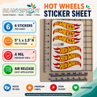 Hot Wheels Flame Logo Decal Sticker 5in Set Of 6 Left Right Car Truck Laptop