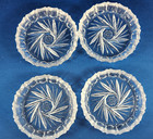 Vintage Set Of 4 Clear Glass Coasters Lead Crystal Engraved Star Scalloped Edge