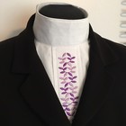 English Hunt Seat Ratcatcher White With Purple Embroidered Bib Dickie