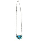 Native American 925 Half Cluster Kingman Turquoise Necklace Stamped Signed