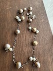 Sterling Silver 925 Baroque Pearl  Chain Necklace 22    Unique Vintage