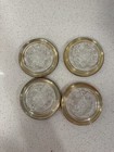 Vintage Leonard Crystal And Gold-tone Plate Coasters Set Of  4  Italy Signed