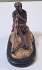 Vintage Aboriginal-style Didgeridoo Player Figurine Resin Decorative Sculpture