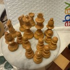 Vintage Wooden Chess Set Folding Board King 2 5  32 Piece Butterscotch   Black