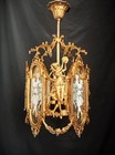 Antique Ceiling Light Pendant Lamp Vintage French Brass Venus  Glass