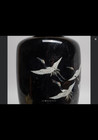 Vintage Japanese Meiji Period Vase - Red Crowned Cranes With Tomobako  box 