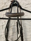 English Bridle Fancy Stitched 5  Full Cheek Hollow Snaffle Raised Braided Reins