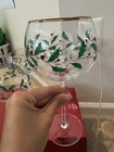Lenox Christmas Wine Glasses Holiday Balloon Set Of 4 Holly Berry Design 14 Oz
