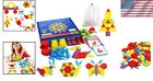 155-piece Wooden Pattern Blocks Set - Montessori Tangram Educational Toy For    