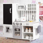 Kids Kitchen Playset Wooden Cookware Pretend Cooking Food Set Toddler Gift White