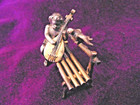 Vtg Gilded 800 Silver Miniature Statue Angel Cherub Musician Bench Cabinet Piece