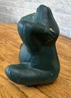 Vintage Hard To Find Cast Iron Green Frog Bank W stopper 7    Tall