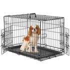 Single double Door Metal Dog Crate Kennel W  Removable Tray Pet Cage Indoor