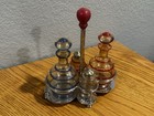 1931 Farberware Vinegar Oil Glass Salt Pepper Shakers Caddy Set Czechoslovakia