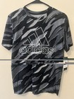 Under Armour Boys Camo Logo Crew Neck Short Sleeve T-shirt Black gray L 14 16