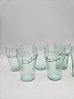 Set Of 12 Vintage Coca-cola Green Dimpled 6 Oz Glasses Indiana Glass  a3 