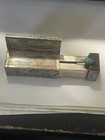 Vintage 800 Silver Lipstick Case Blue Stone Floral Etched