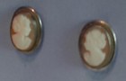 Vintage 800 Silver Shell Cameo Clip Earrings  Vi54 800  Oval Lady Profile