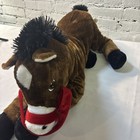 Giant Horse Plush Dan Dee Brown Stuffed Animal Large Floppy Soft Red Harness Euc