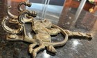 Vtg Brass Horse Jockey Racing Equestrian Wall Hanger Coat Hat Hooks