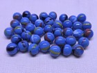 Vintage Lot Of 39 Opaque Blue Swirl Glass Marbles 5 8  Machine Made