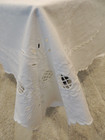 Antique Vtg Lavish 46  X 70  Elaborate Tablecloth Embroidered Open Worklovely