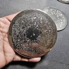 Set Of 5 Silver Plated Ornate Engraved Round Coasters