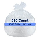 40-45 Gallon Clear Trash Can Liners - 250 Count Bulk  40   X 48    High Densi   