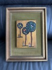 Mcm Harris G  Strong Art Hand Painted Birds Tree Green Velvet Florentine Framed