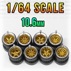 1 64 Scale Chrome Golden Stance Alloy V2 Real Rider Wheels Rims Tire Set For Hot