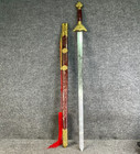 Chinese Wooden Sword Dragon Scabbard Red Tassel