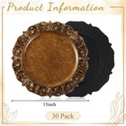 30 Pcs Antique Gold Charger Plates Bulk 13 Inch Embossed Rim Plastic Round De   