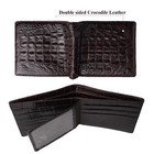 Double Side Real Crocodile Skin Leather Brown Men s Bifold Wallet 8 Card Slots