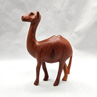 Vintage 60s  Danish Teak  Wood Hand Carved Camel Figurine Dual Wood Tone 6in