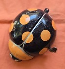 Vintage Orange Ladybug Wind-up Tin Toy Works T p s  Made In Japan 
