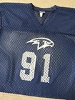 Cropped Mesh Football Jersey Vtg 90s Y2k Youth Xl Falcon Hawk Number Boxy Blue