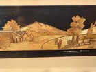 Vintage Collectible Mexican Folk Art Wood Marquetry Inlaid Picture 8 5  X 3 5 