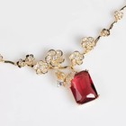 Ruby Red Crystal Necklace   Earrings Set Gold Tone Floral Bridal
