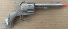 Vintage Cowboy 1950s Hubley Smoky Cap Gun Pistol With Cowhide Holster - Works