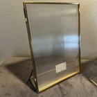 2 - New  Gold Metal    Ribbed Glass Picture Frames 5 X 7 Front Opening Latch