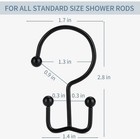 Set Of 24 Black Shower Curtain Hooks Ball End Rust-resistant Rings