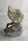 Antique Gebruder Heubach Bisque Sitting Girl Pink Bonnet Figurine Germany Baby