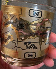 2 Cera Glass Old World Nautical Map 22k Gold Rocks Glasses Lowball Barware Set