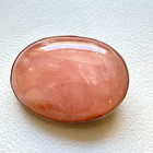 Vintage Sterling Silver Rose Quartz Cabochon Brooch Pin Natural Pink Stone