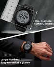 Cakcity Men s Digital Sports Watch 50m Water Resistant 50mm Large Face stopwatch