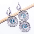 Blue Topaz   Cubic Zirconia 925 Sterling Silver Flower Pendant Set 1 76  Ps17